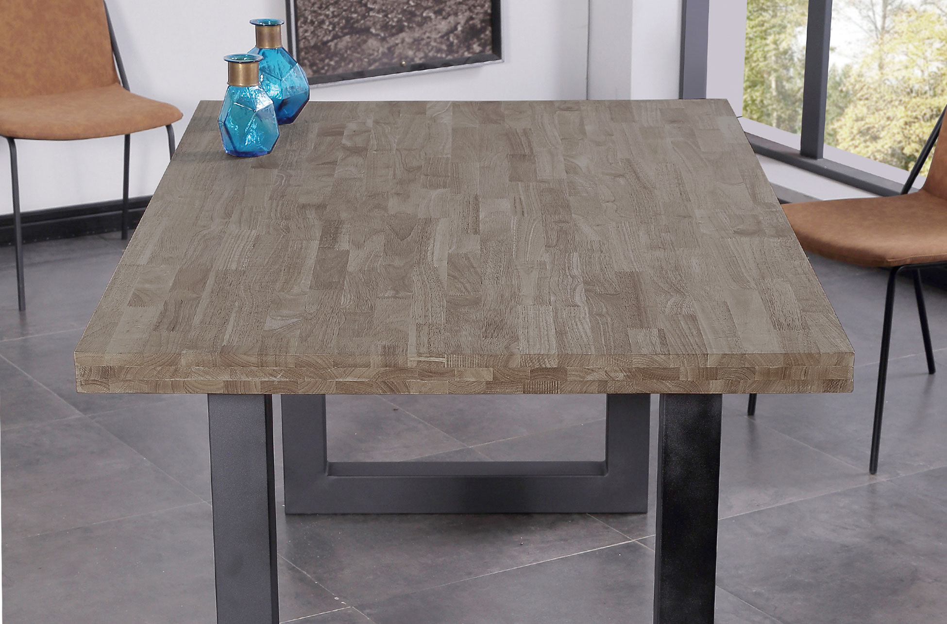 MESA COMEDOR FIJA LOFT 160 x 100 CM ROBLE AMERICAN / NEGRO. - Imagen 6