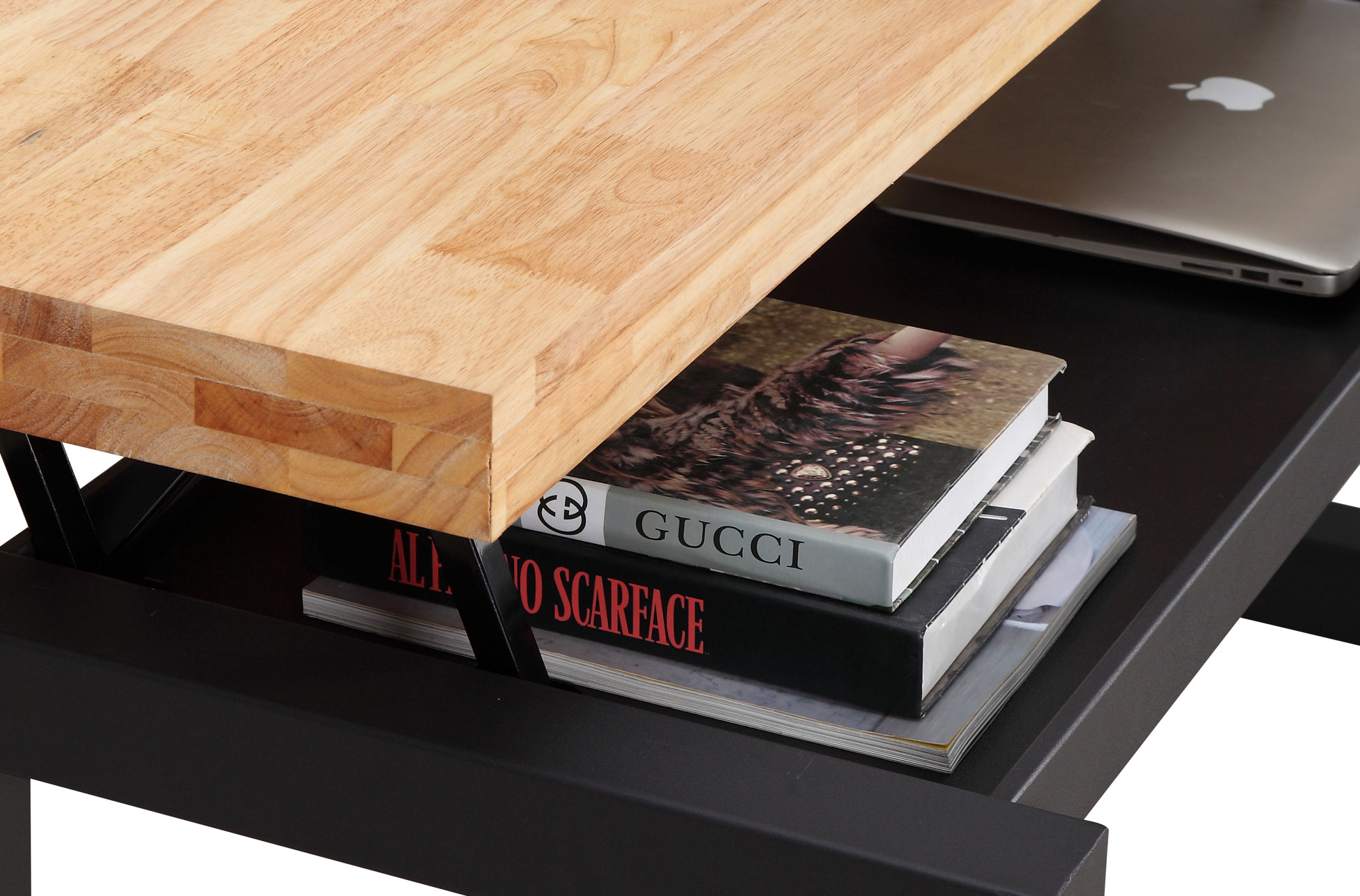 MESA CENTRO ELEVABLE LOFT 120 x 60 CM ROBLE NORDISH/ NEGRO. - Imagen 3
