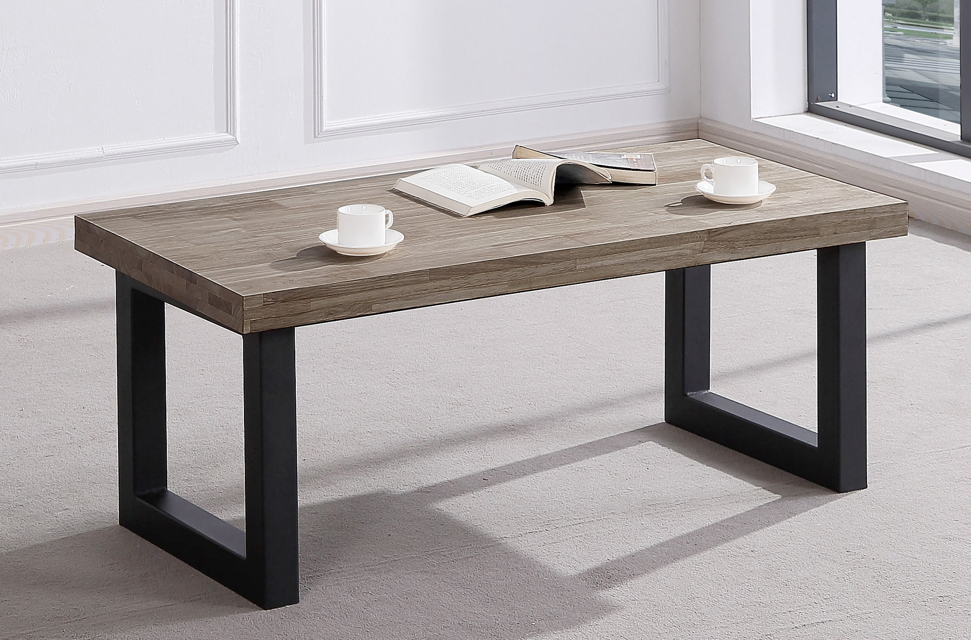 MESA CENTRO ELEVABLE LOFT 120 x 60 CM ROBLE AMERICAN / NEGRO. - Imagen 2