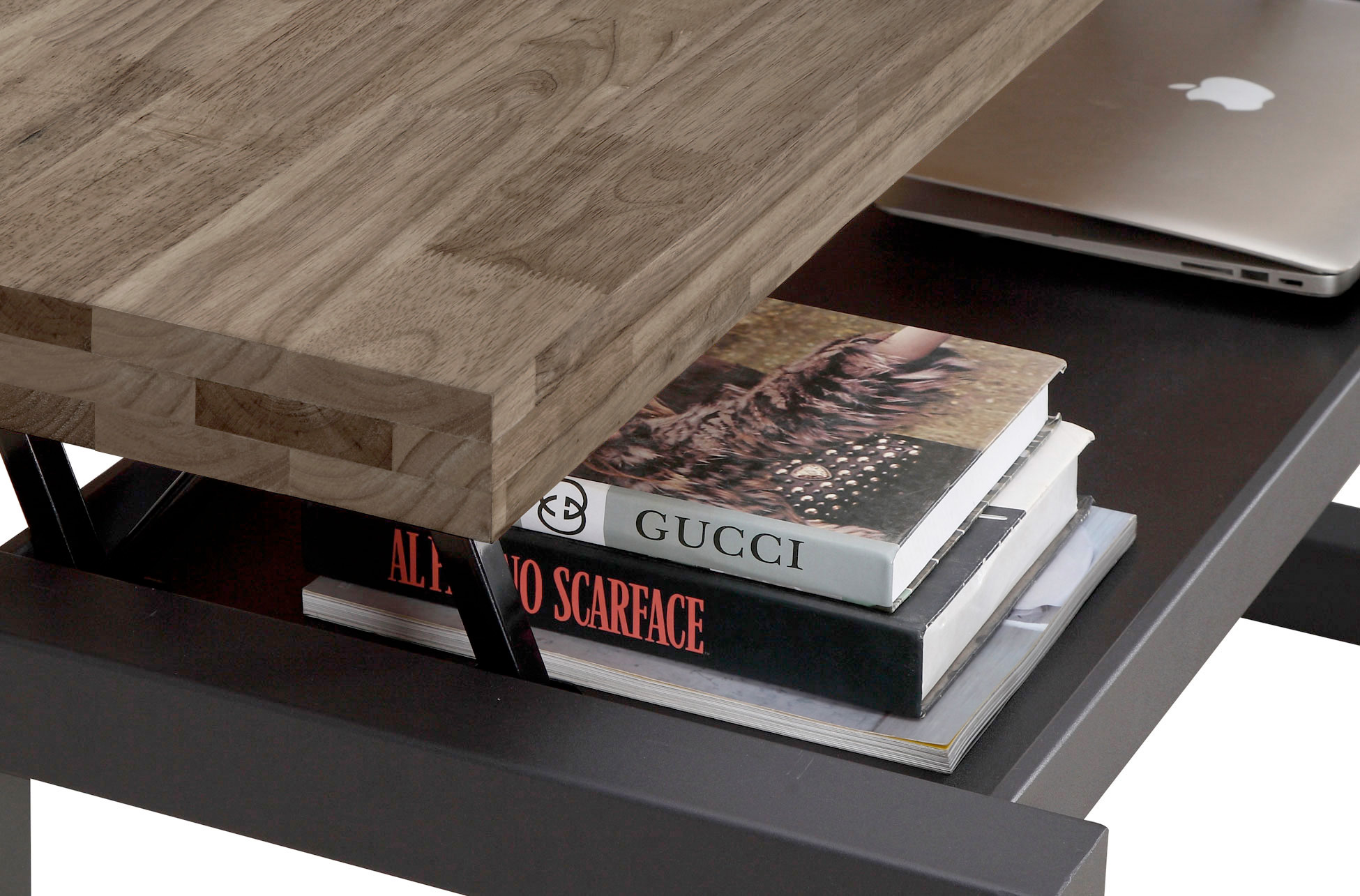 MESA CENTRO ELEVABLE LOFT 120 x 60 CM ROBLE AMERICAN / NEGRO. - Imagen 3