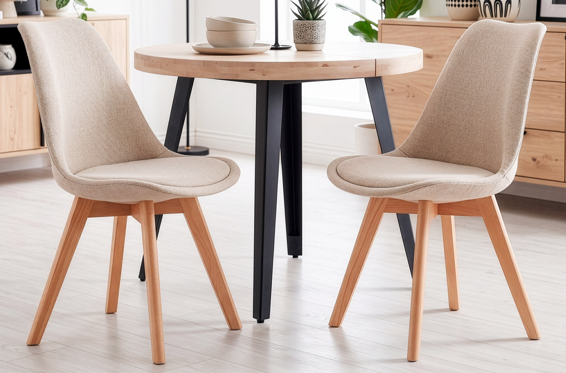 SILLA COMEDOR TAPIZADA BISTRO TEJIDO BEIGE