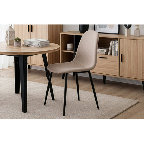 SILLA COMEDOR HALL TEJIDO BEIGE.