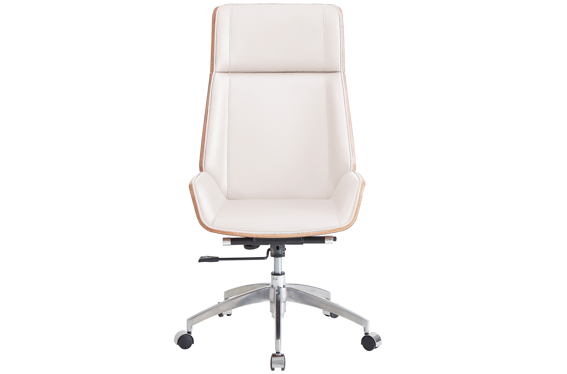 SILLON GIRATORIO ULRICH SIMIL PIEL BLANCO CREMA. - Imagen 2