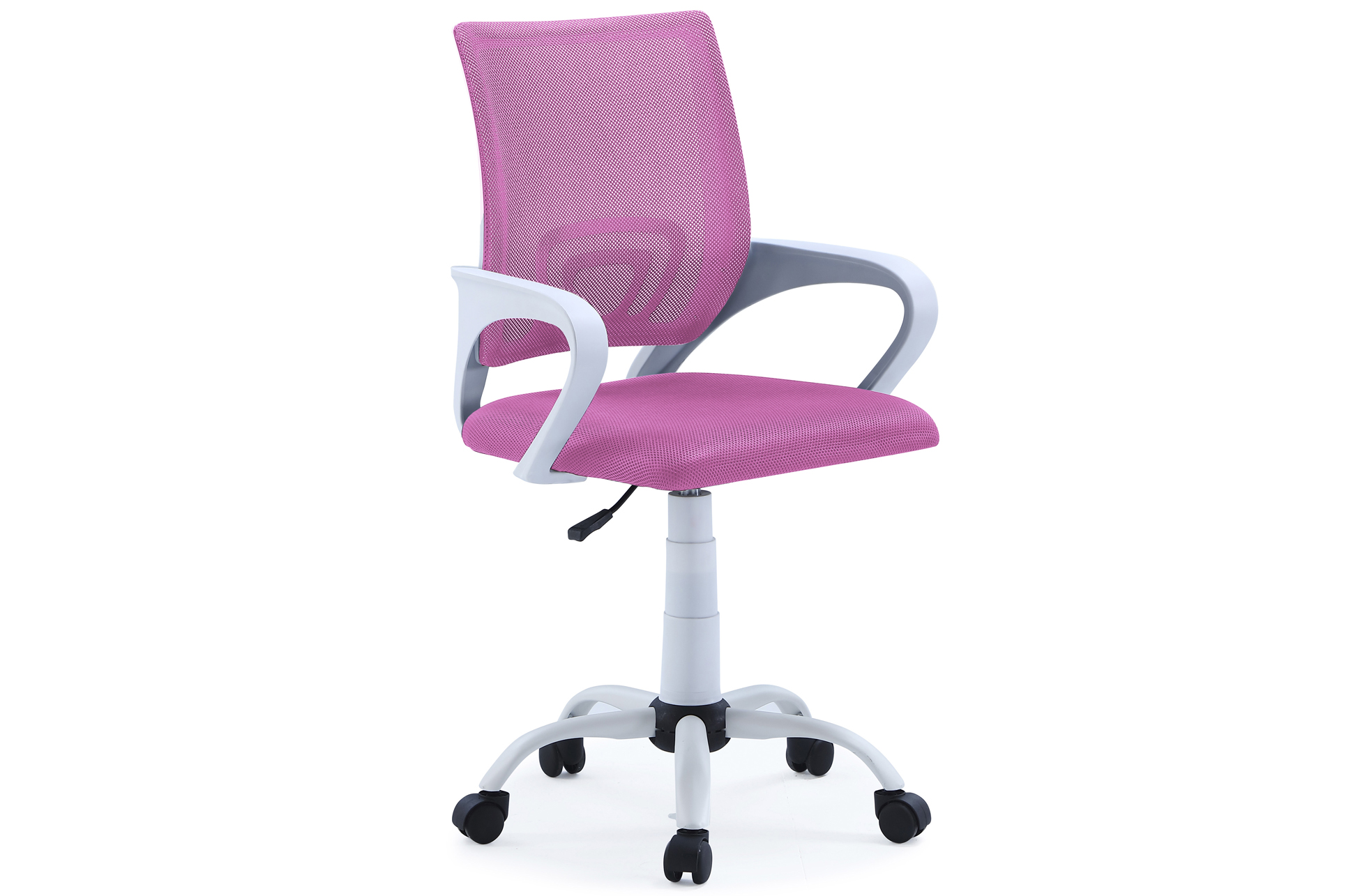SILLA GIRATORIA LINE RED TRANSPIRABLE ROSA ESTRUCTURA BLANCA.