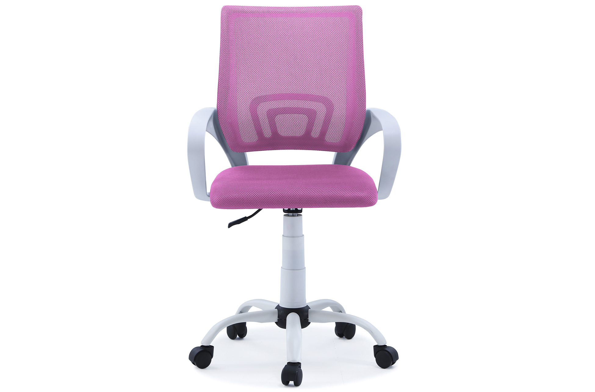 SILLA GIRATORIA LINE RED TRANSPIRABLE ROSA ESTRUCTURA BLANCA. - Imagen 2