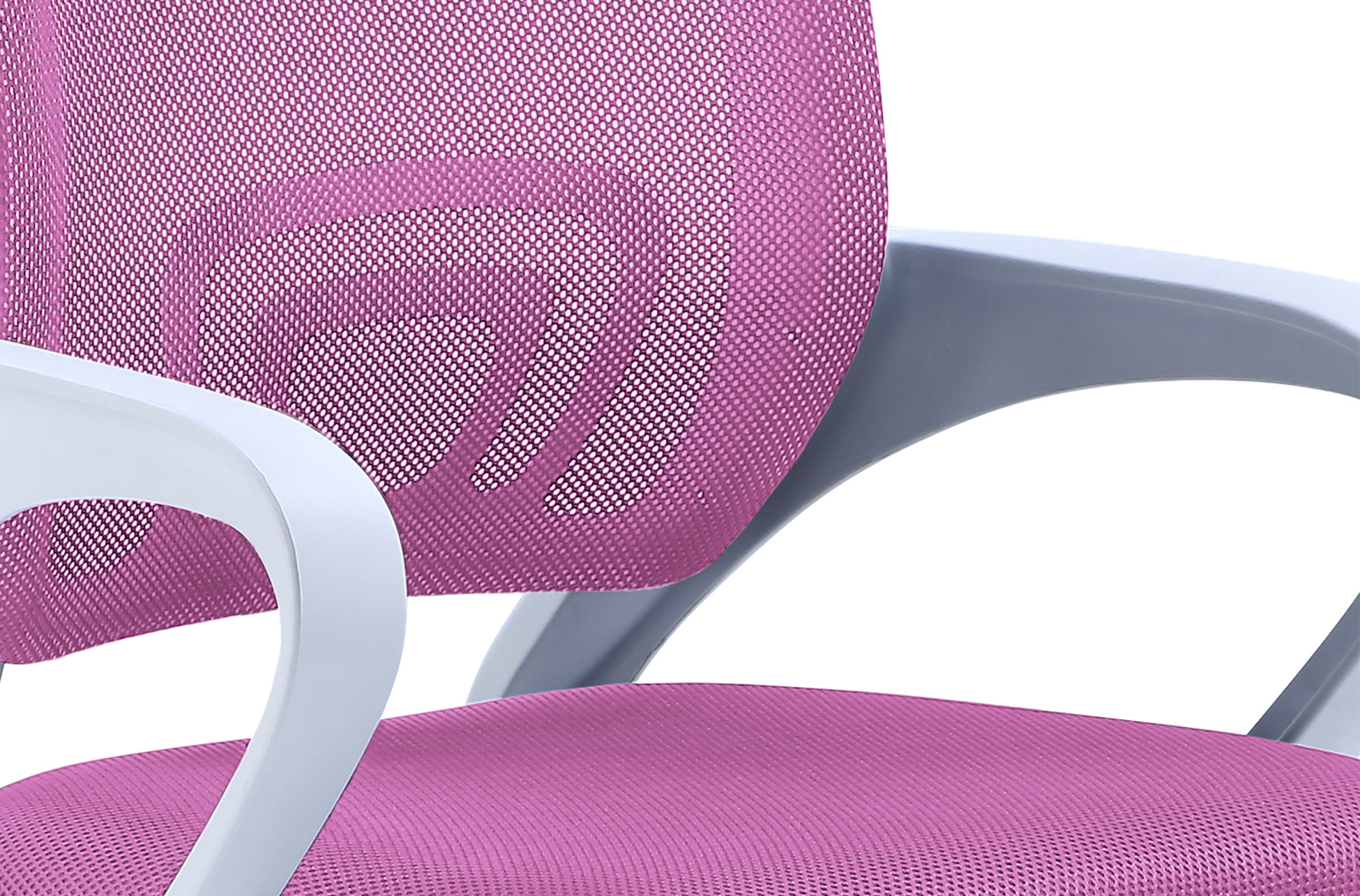 SILLA GIRATORIA LINE RED TRANSPIRABLE ROSA ESTRUCTURA BLANCA. - Imagen 3