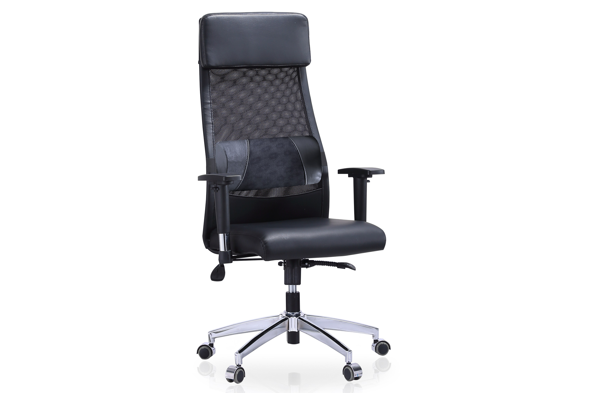 SILLÓN GIRATORIO AIRFLOW SÍMIL PIEL / RED TRANSPIRABLE NEGRO.