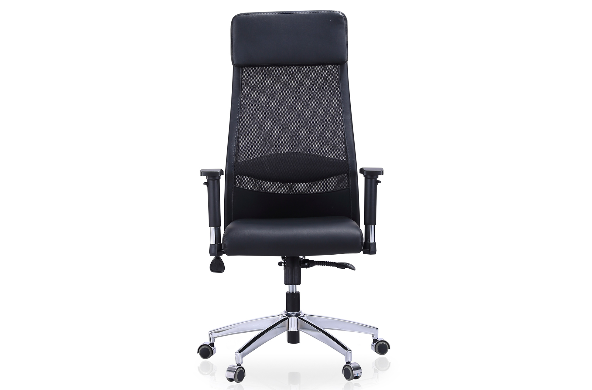 SILLÓN GIRATORIO AIRFLOW SÍMIL PIEL / RED TRANSPIRABLE NEGRO. - Imagen 2