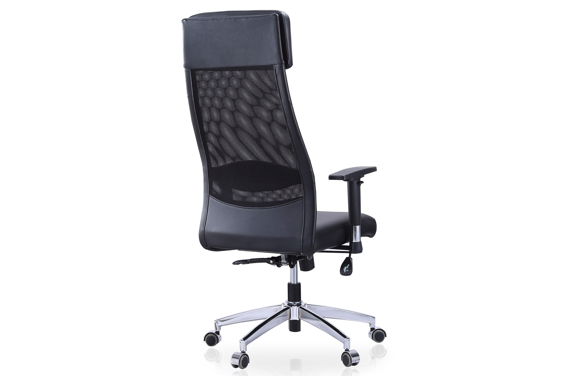 SILLÓN GIRATORIO AIRFLOW SÍMIL PIEL / RED TRANSPIRABLE NEGRO. - Imagen 3