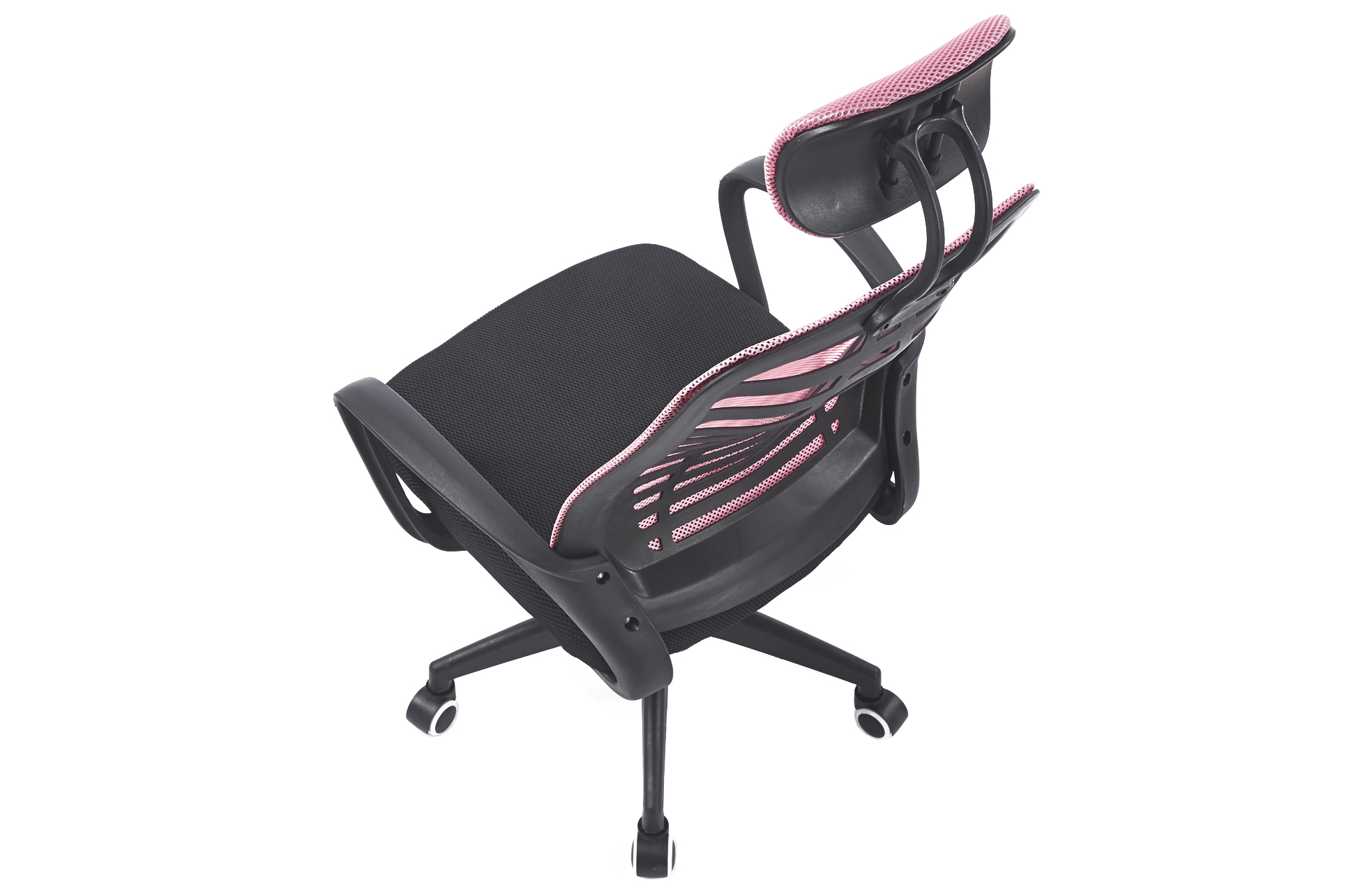 SILLON GIRATORIO CON REPOSACABEZAS KNECK RED TRANSPIRABLE NEGRO / ROSA - Imagen 3