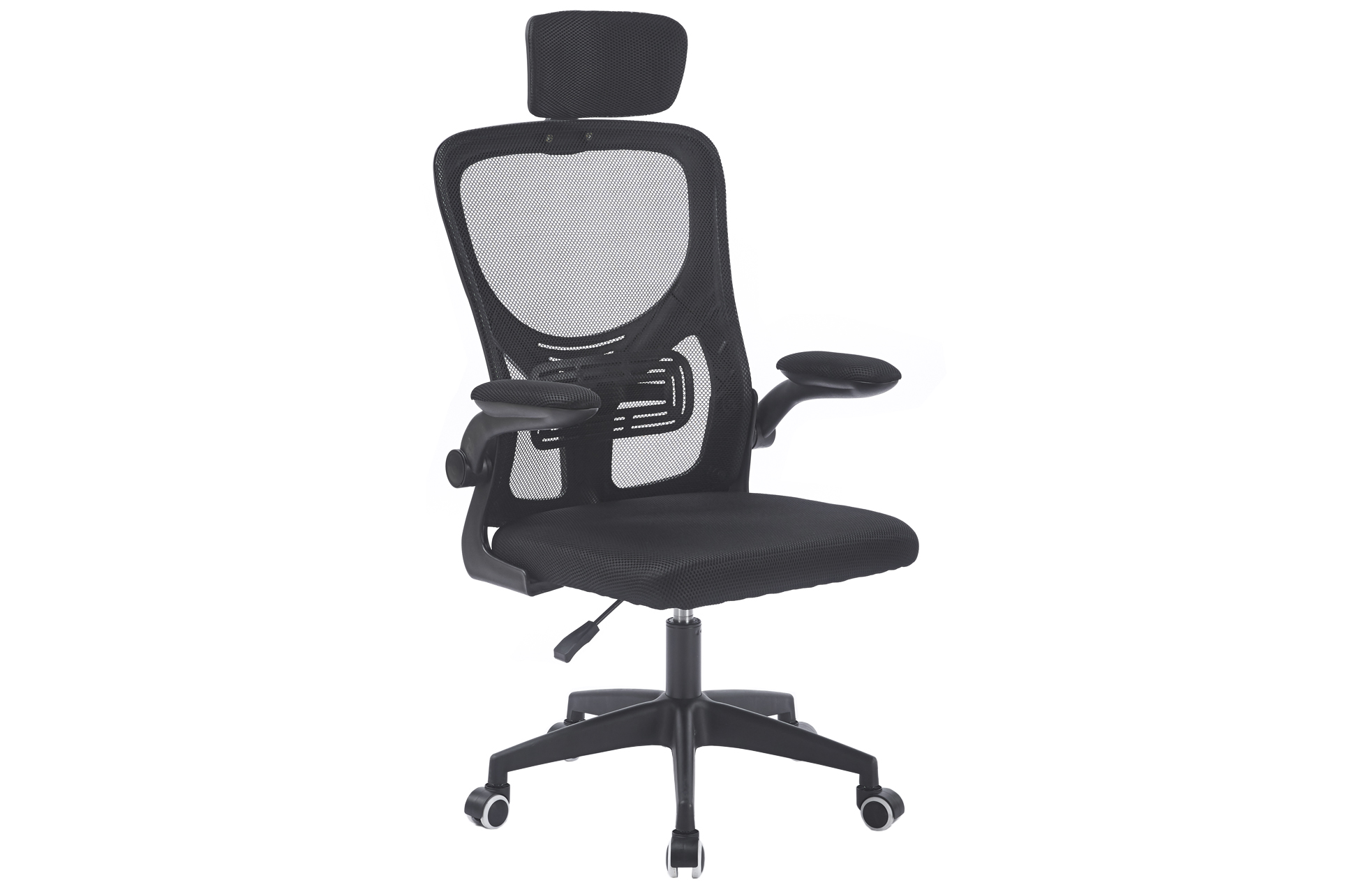 SILLON GIRATORIO CON REPOSACABEZAS AERO RED TRANSPIRABLE NEGRO