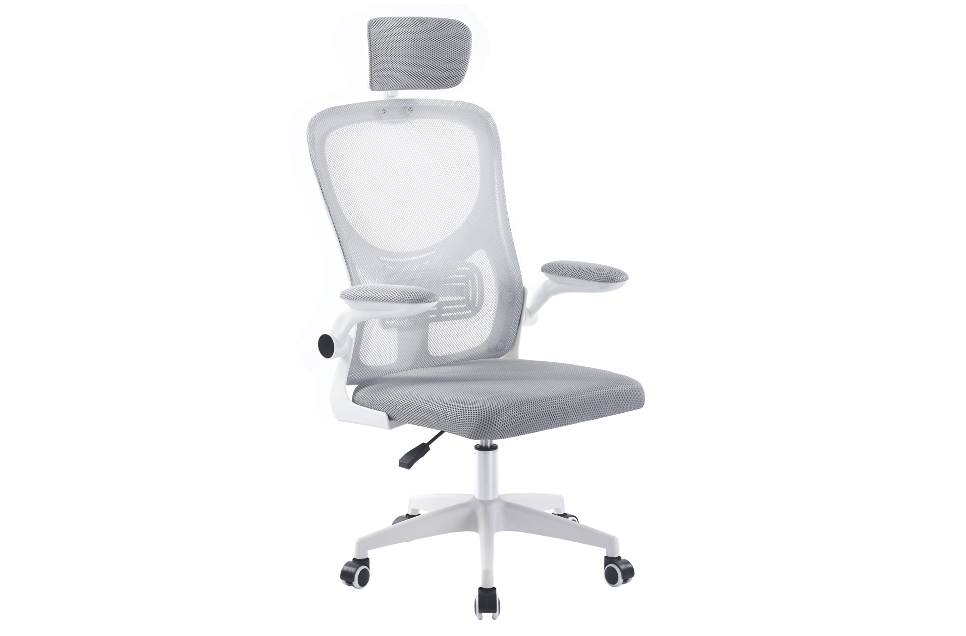 SILLON GIRATORIO CON REPOSACABEZAS AERO RED TRANSPIRABLE GRIS ESTRUCTURA BLANCA