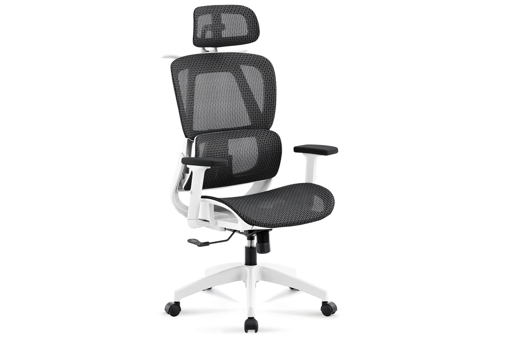 SILLON GIRATORIO ERGO RED TRANSPIRABLE NEGRO / ESTRUCTURA BLANCA - Imagen 2