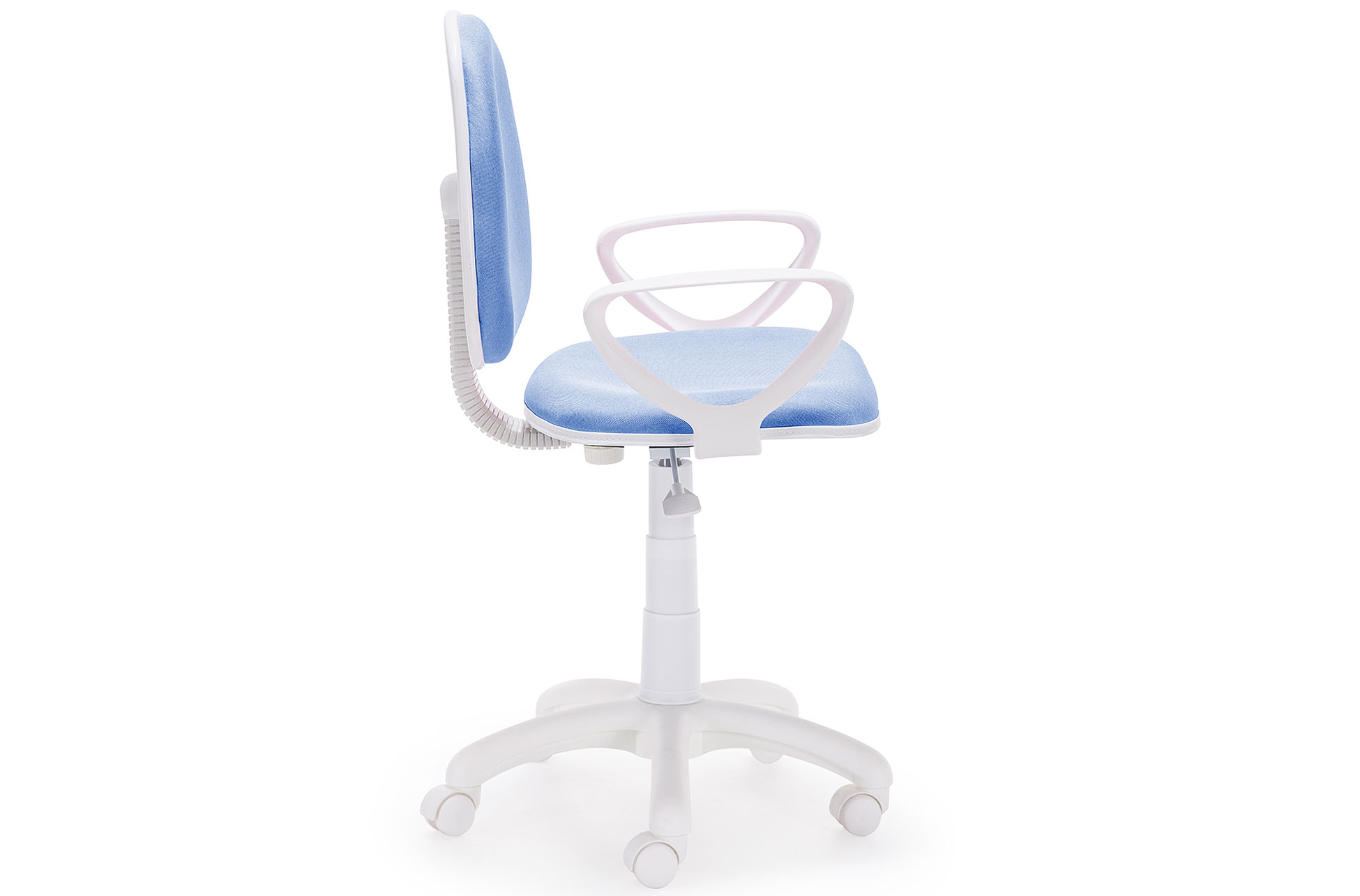 SILLA DE ESCRITORIO GIRATORIA MODELO DOLPHIN AZUL / ESTRUCTURA BLANCA. - Imagen 2