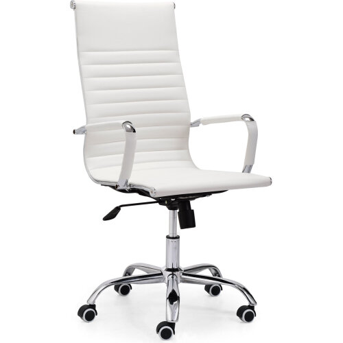 SILLÓN GIRATORIO LETTER SÍMIL PIEL BLANCO