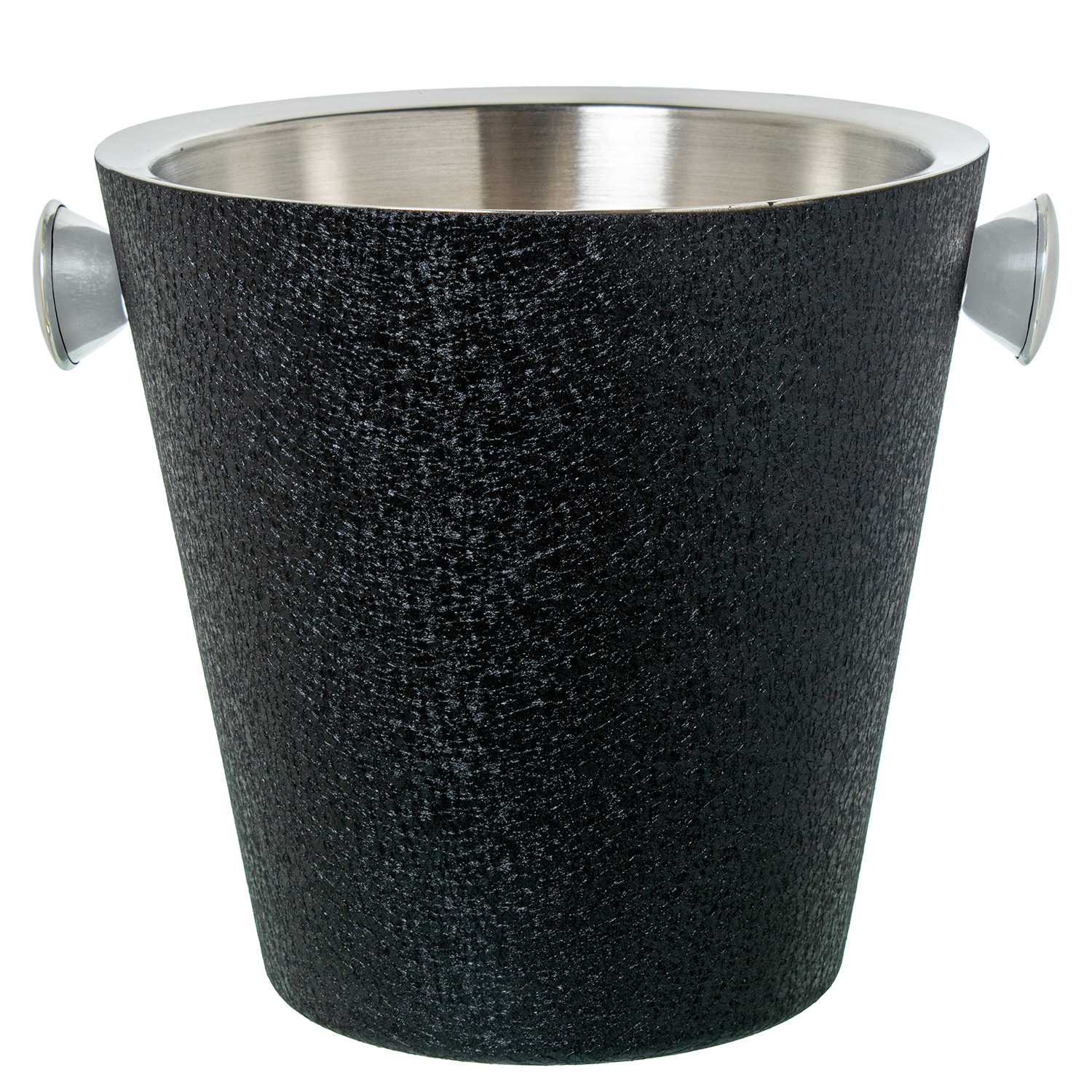 CUBO CHAMPANERA ACERO INOX., CUBIERTA NEGRA
