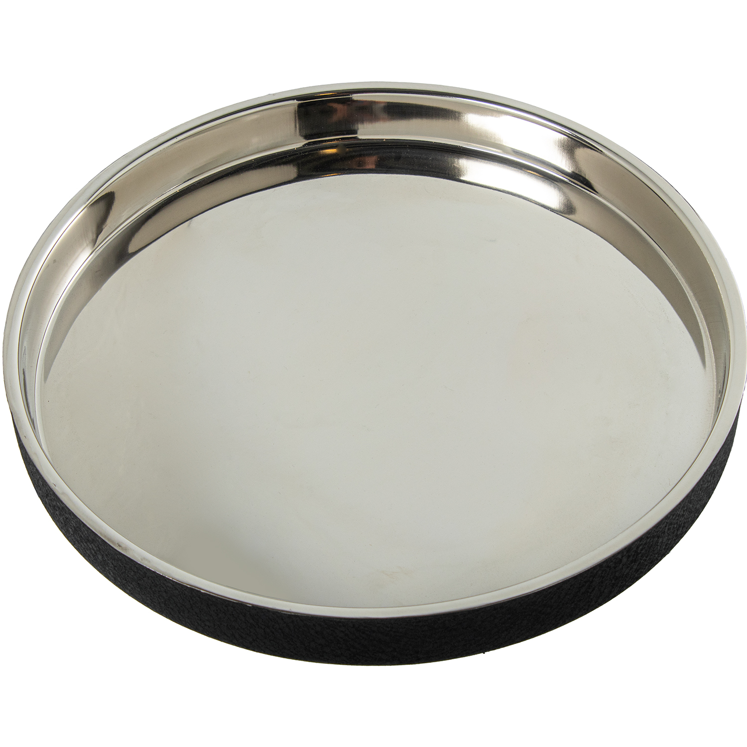 BANDEJA REDONDA ACERO INOX., CO INOX., CUBIERTA NEGRA