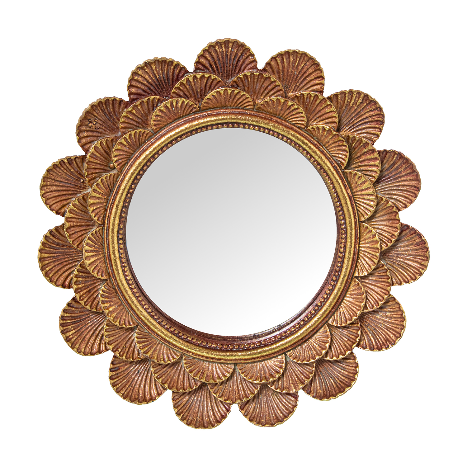 SET 2 ESPEJOS 22075-ø18CM RESI40CM FLOR ROSA