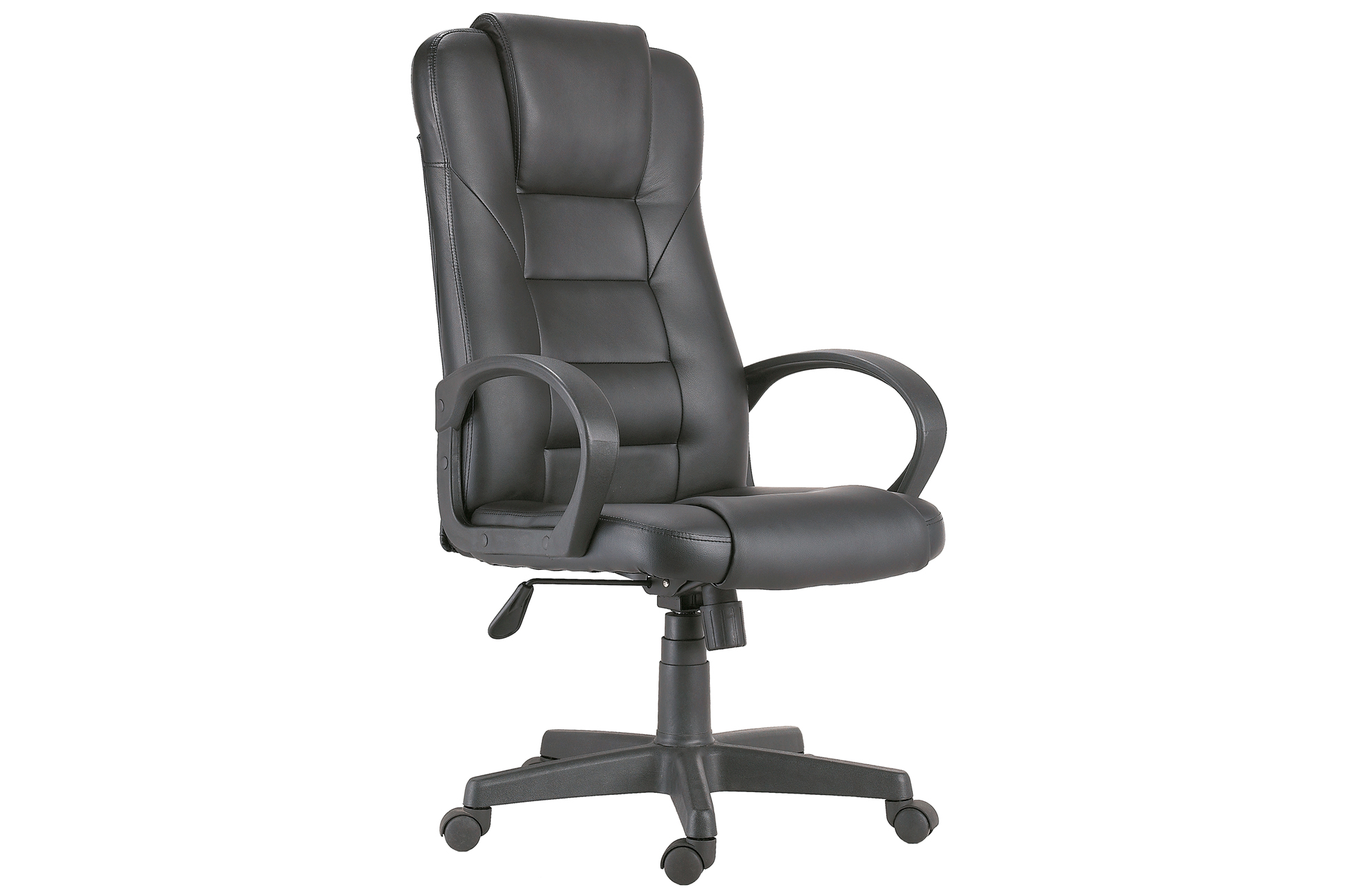 SILLA DE DESPACHO MODELO HENRY SÍMIL PIEL NEGRO.