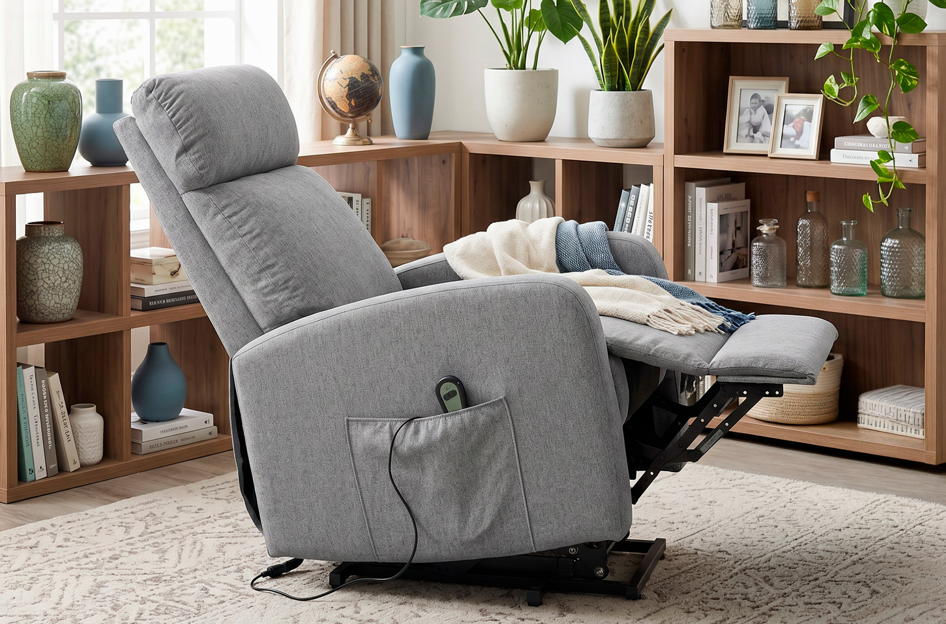 SILLON RELAX ELEVADOR LIFE TEJIDO GRIS.