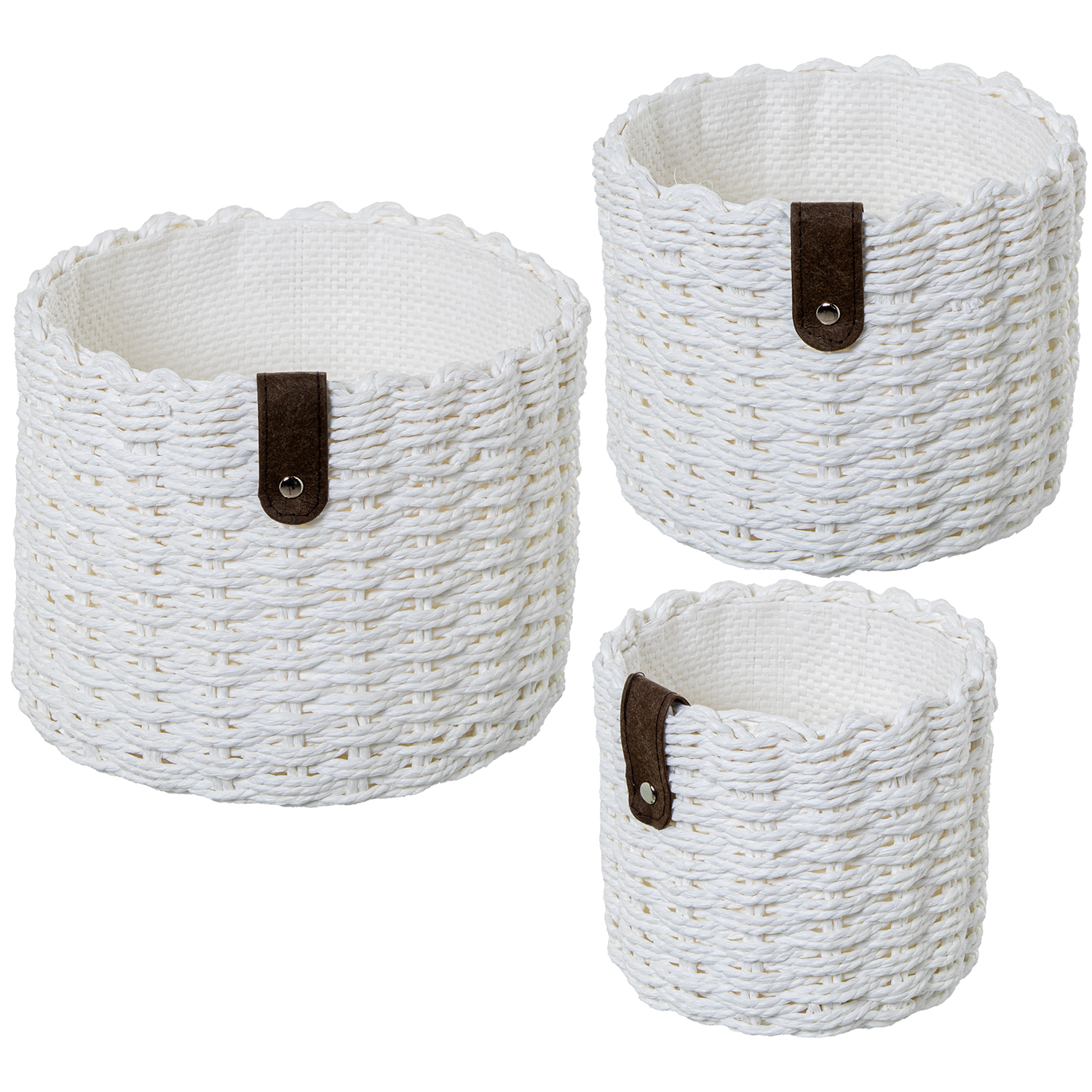 SET 3 CESTAS ALMACENAMIENTO TELA BLANCA