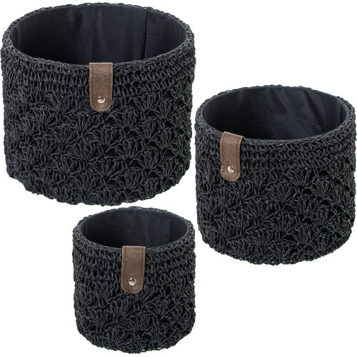 SET 3 CESTAS ALMACENAMIENTO TELA NEGRA
