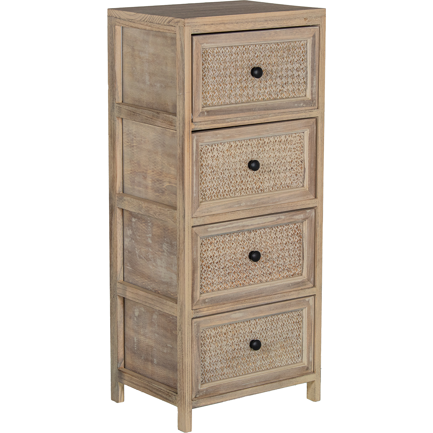 CAJONERA MADERA C/4 CAJONES MIURAL TELA BLANCA