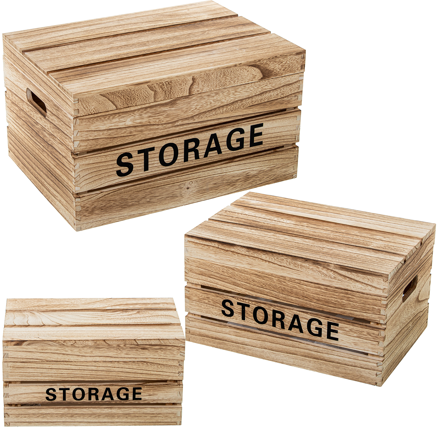 SET 3 CAJAS ALMACENAMIENTO MADERA PAULOWNIA BLANCA