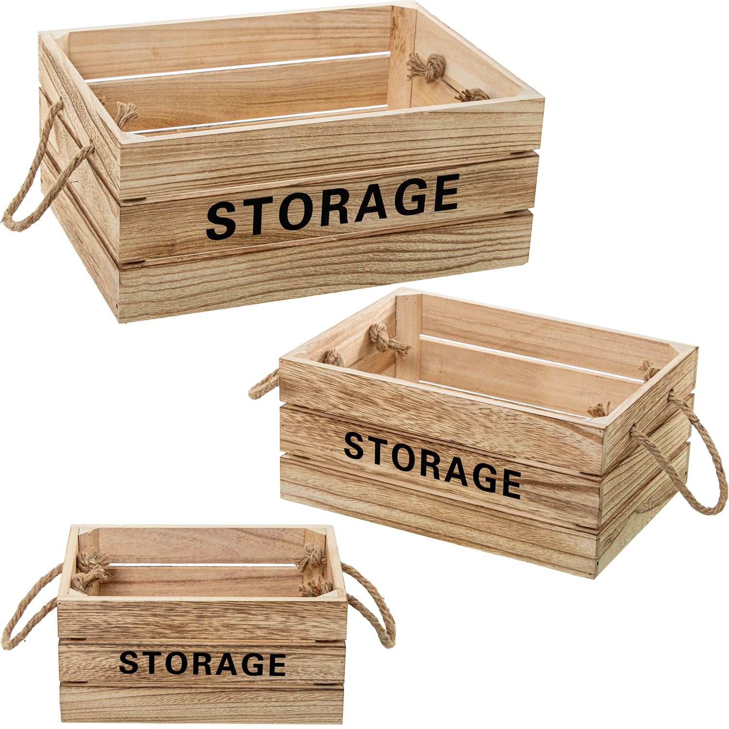 SET 3 CAJAS ALMACENAMIENTO MADERA PAULOWNIA BLANCA