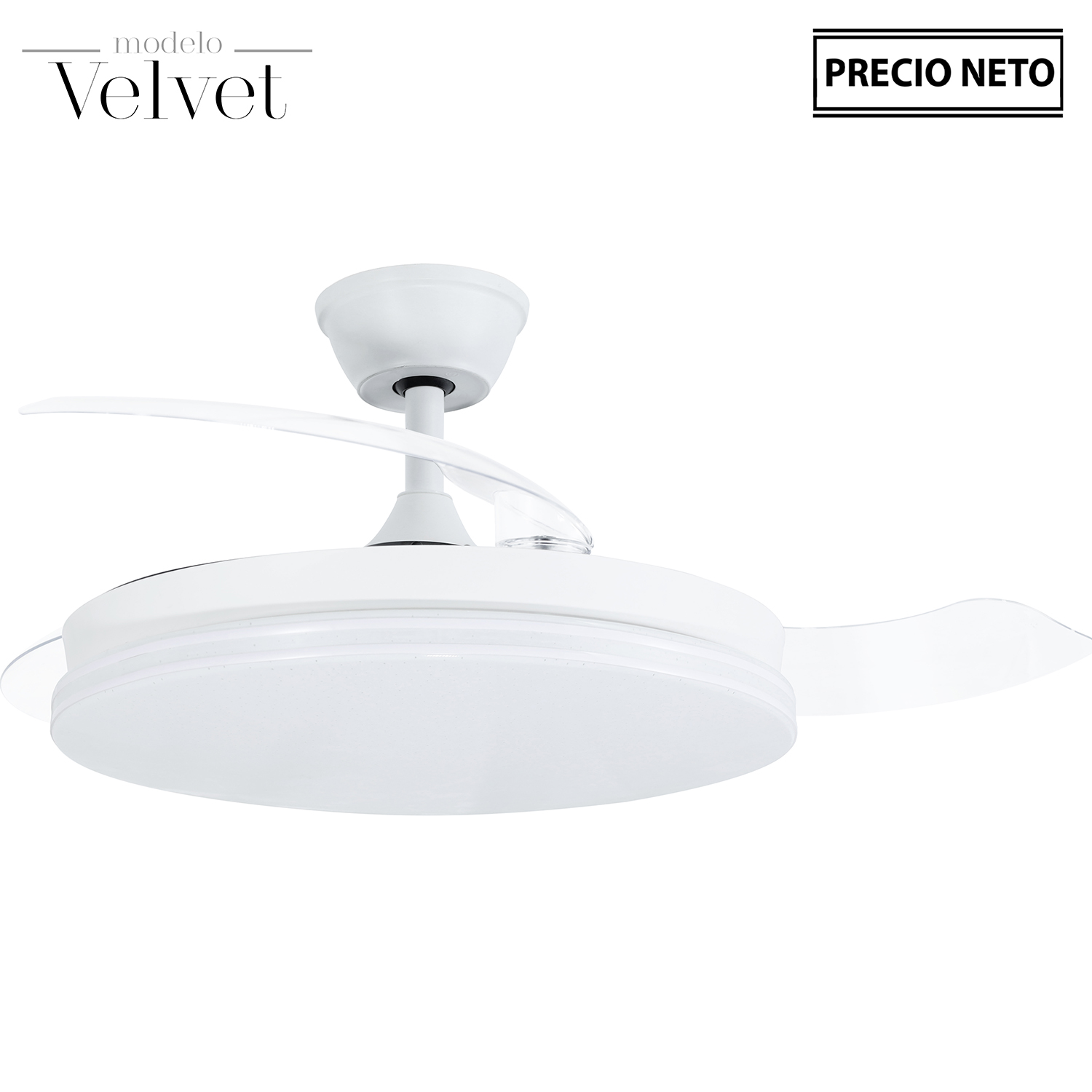 VENTILADOR TECHO C/LUZ VELVETADERA 3 ASPAS RETRÁCTILES