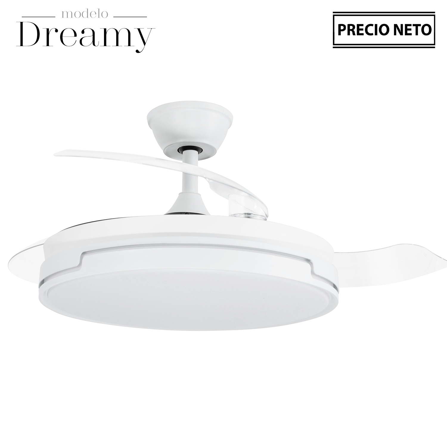 VENTILADOR TECHO C/LUZ DREAMYMADERA 3 ASPAS RETRÁCTILES