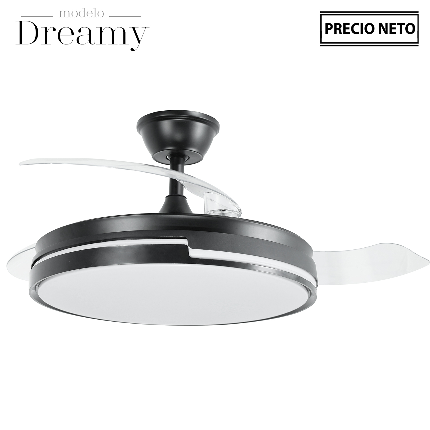 VENTILADOR TECHO C/LUZ DREAMYBLANCO 3 ASPAS RETRÁCTILES