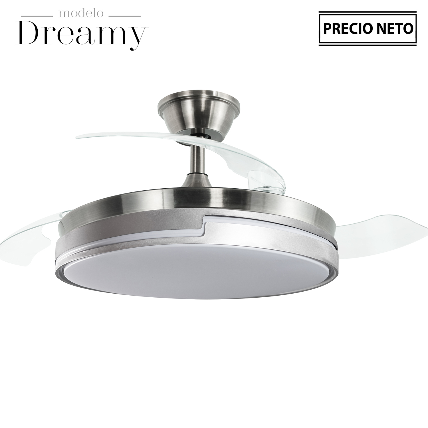 VENTILADOR TECHO C/LUZ DREAMYNEGRO 3 ASPAS RETRÁCTILES