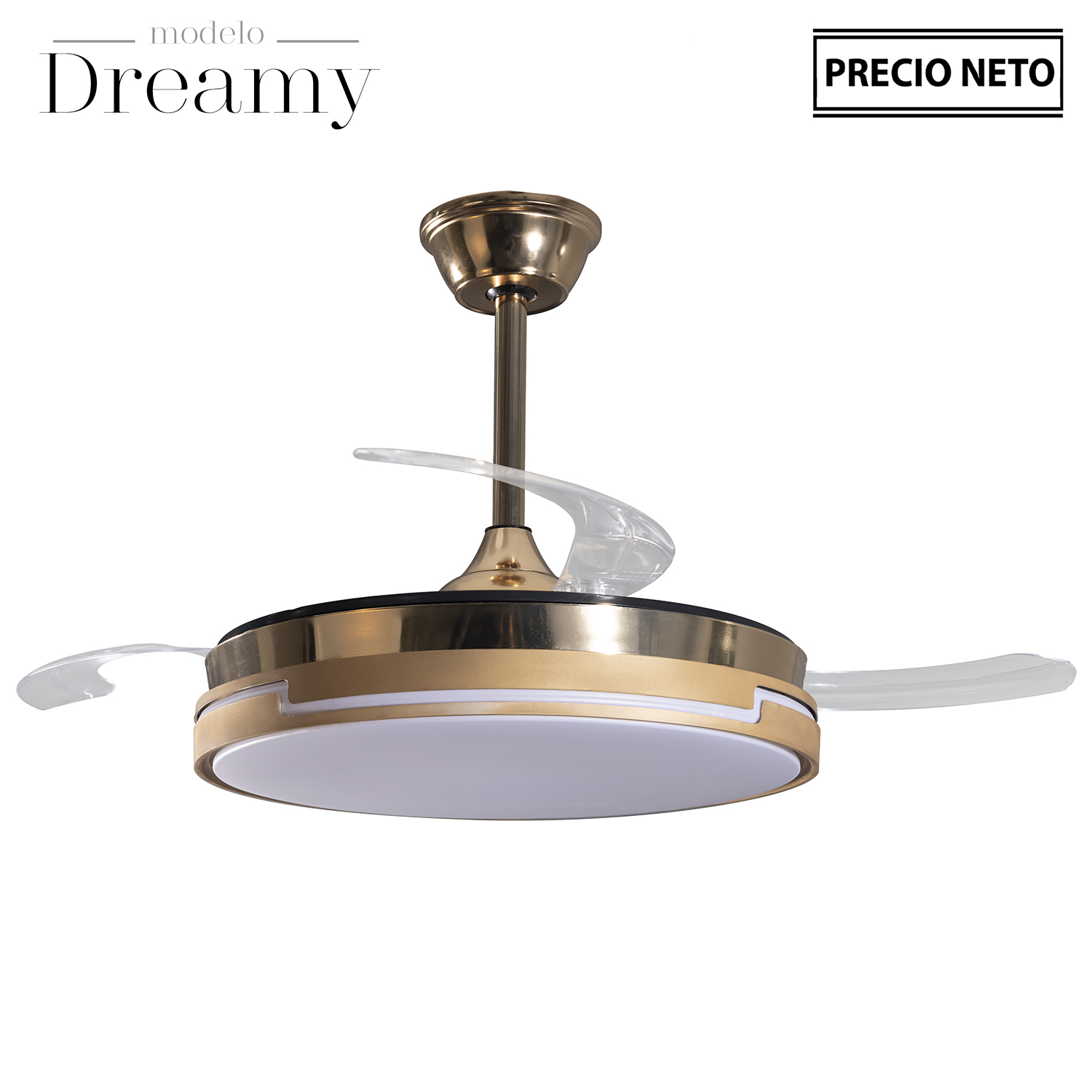 VENTILADOR TECHO C/LUZ DREAMYCROMADO 3 ASPAS RETRÁCTILES