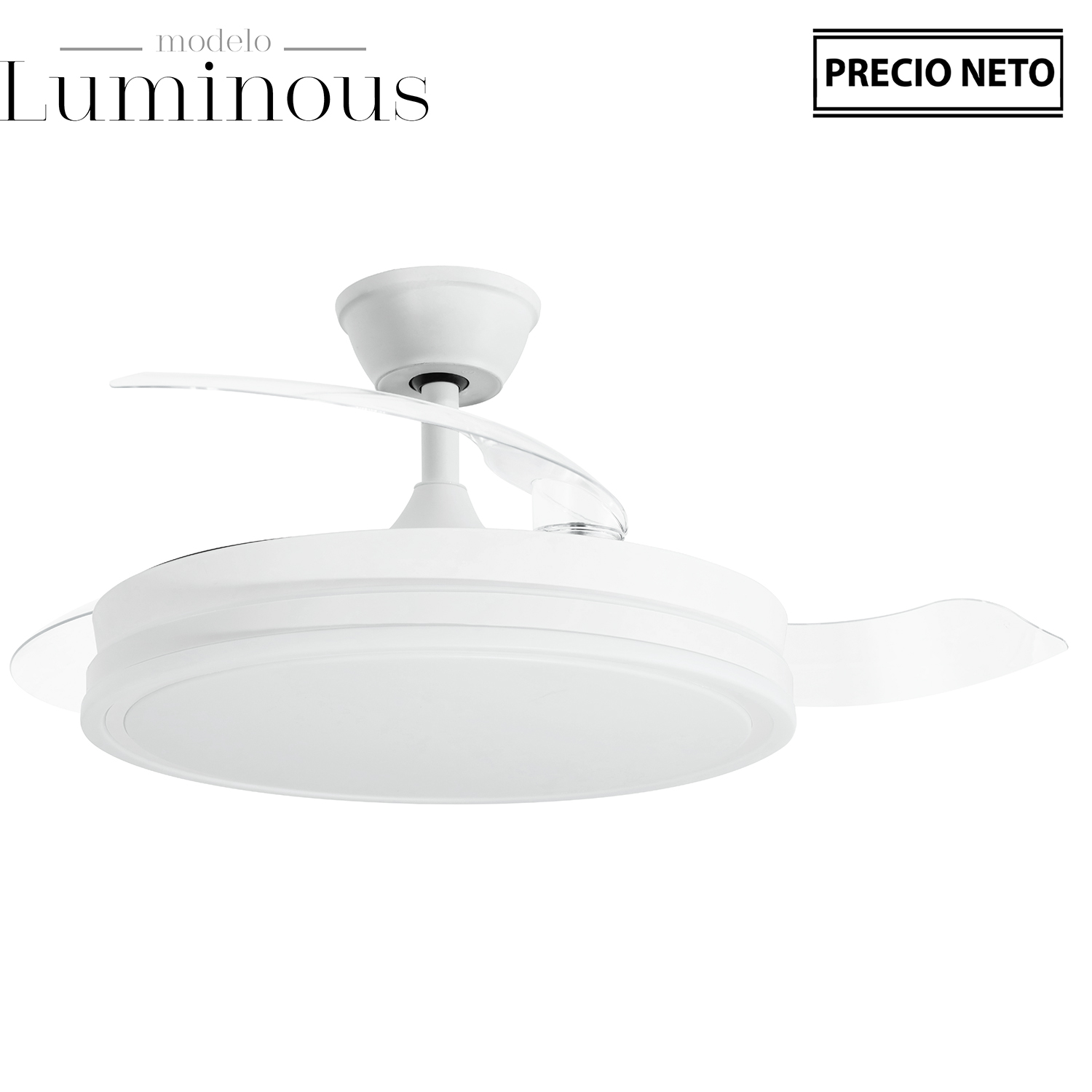 VENTILADOR TECHO C/LUZ LUMINOUS NEGRO 3 ASPAS RETRÁCTILES