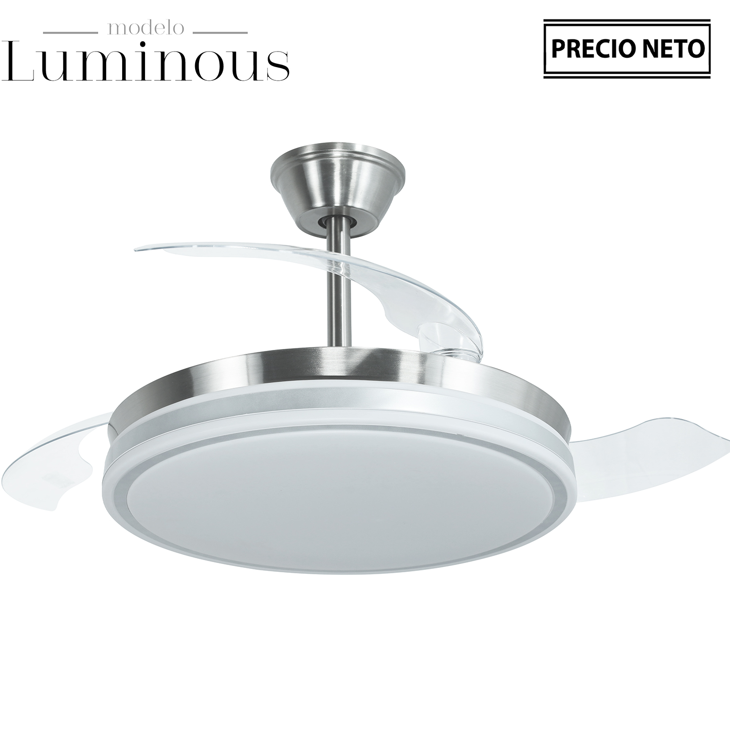 VENTILADOR TECHO C/LUZ LUMINOUS BLANCO 3 ASPAS RETRÁCTILES
