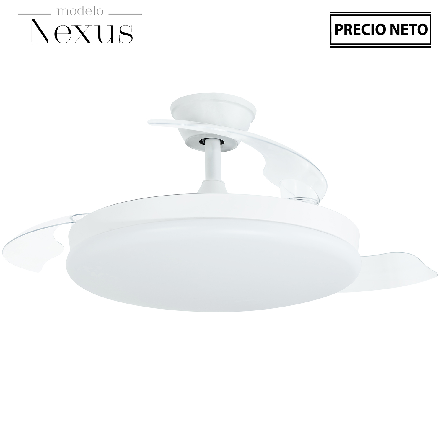 VENTILADOR TECHO C/LUZ NEXUS BS BLANCO/NEGRO 3 ASPAS RETRÁCT