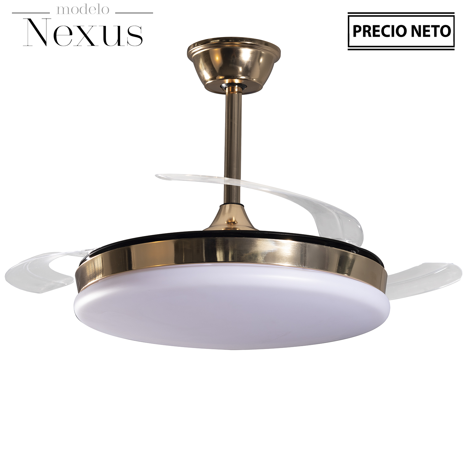 VENTILADOR TECHO C/LUZ NEXUS DROMADO 3 ASPAS RETRÁCTILES