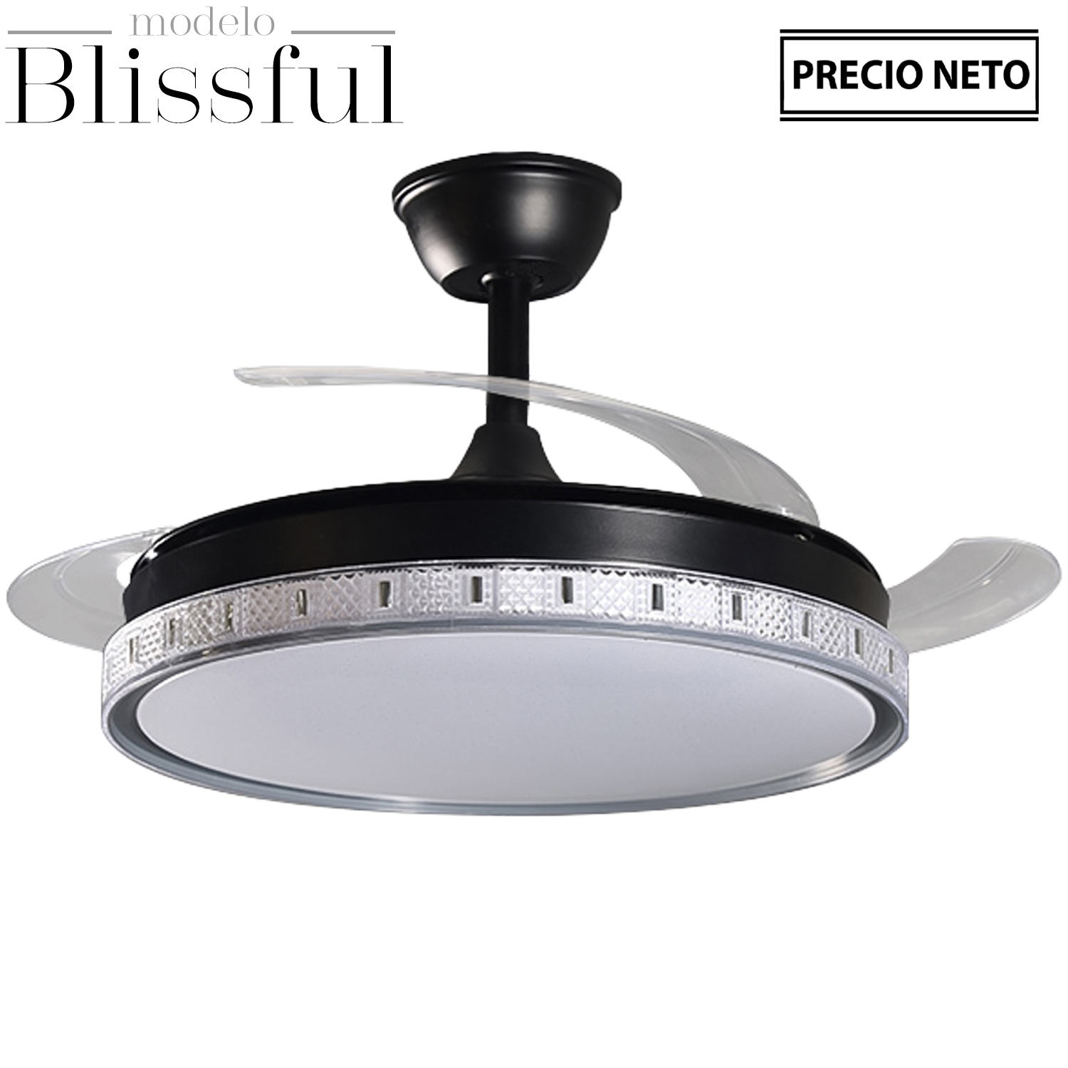 VENTILADOR TECHO C/LUZ BLISSFUBLANCO 3 ASPAS RETRÁCTILES