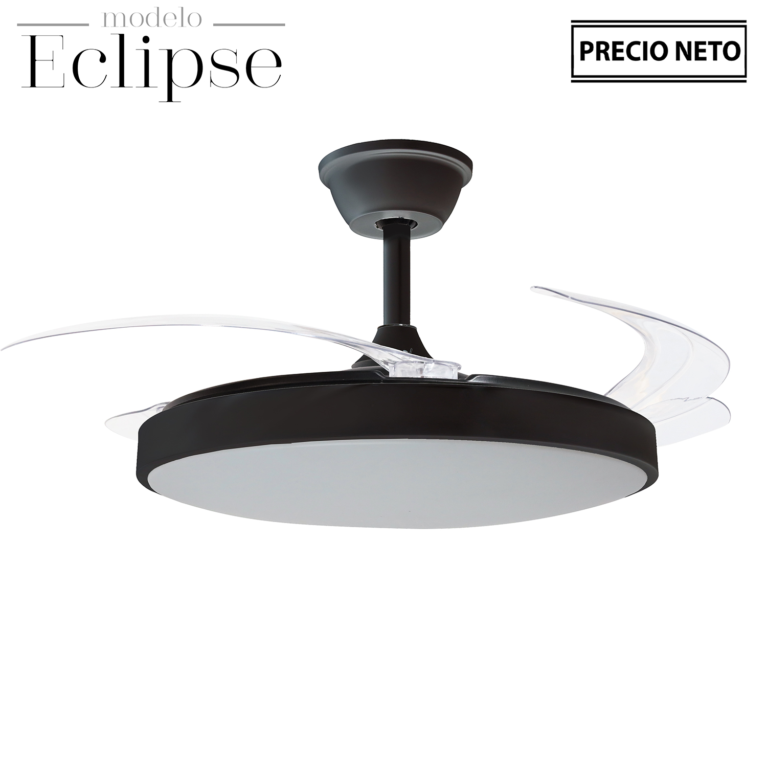 VENTILADOR TECHO C/LUZ ECLIPSE BLANCO 3 ASPAS RETRÁCTILES