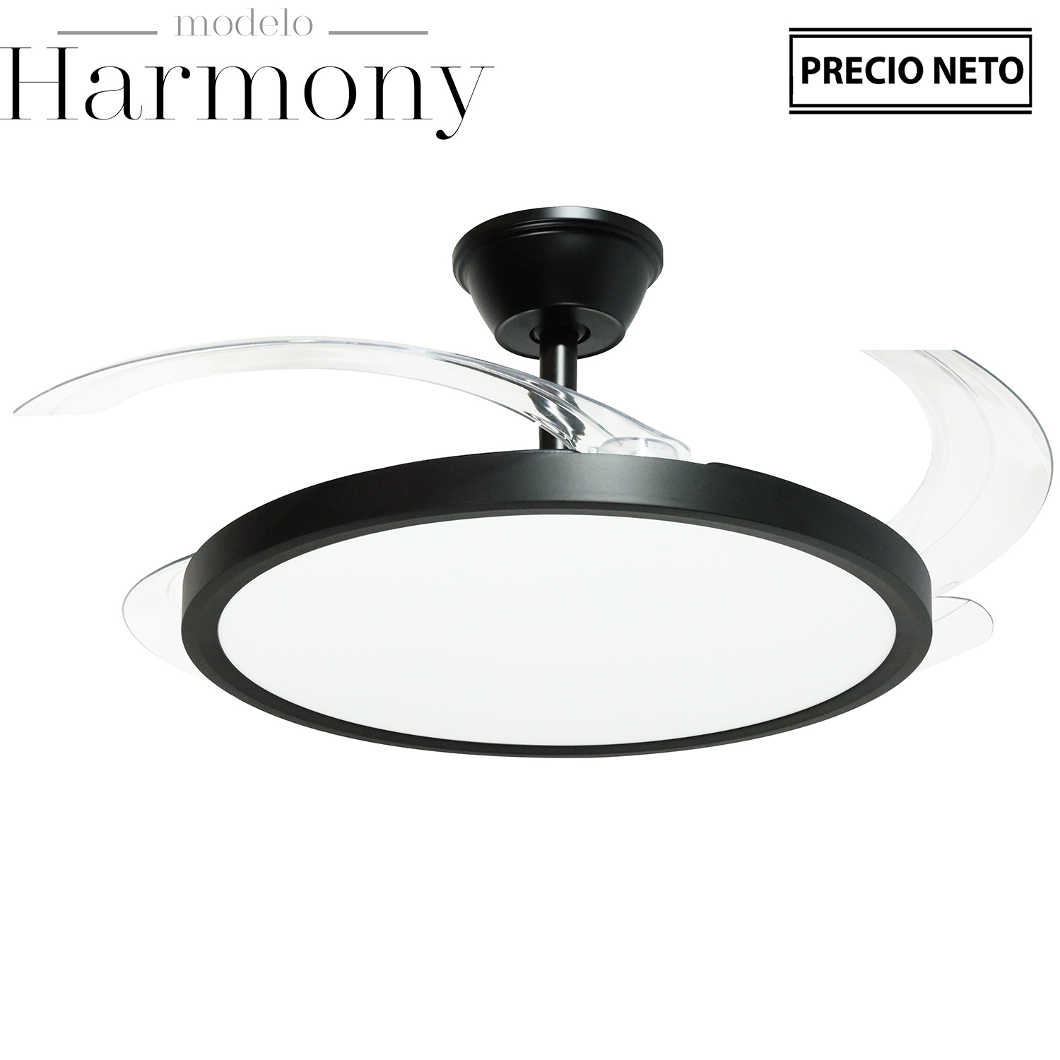 VENTILADOR TECHO C/LUZ HARMONY BLANCO 3 ASPAS RETRÁCTILES