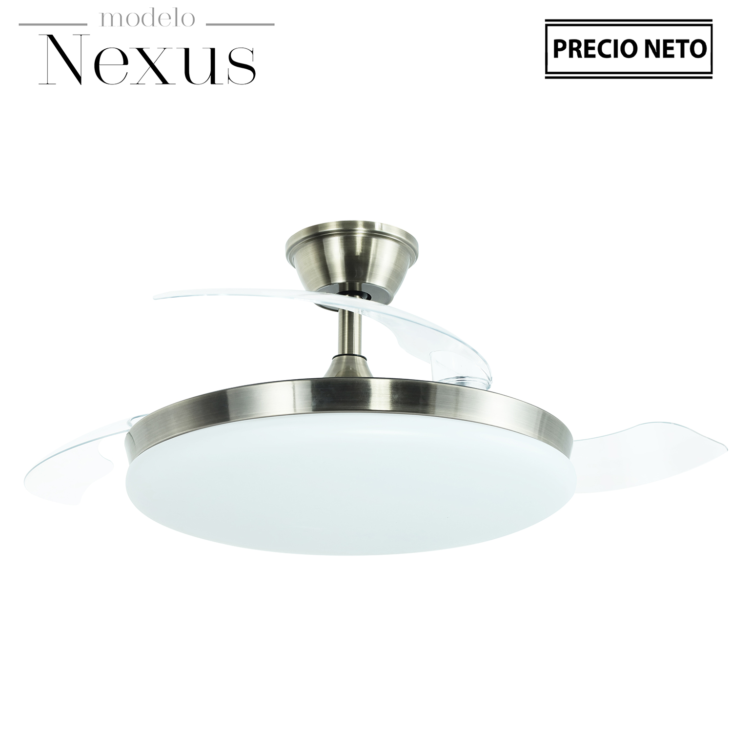 VENTILADOR TECHO C/LUZ NEXUS CS CUERO 3 ASPAS RETRÁCTILES