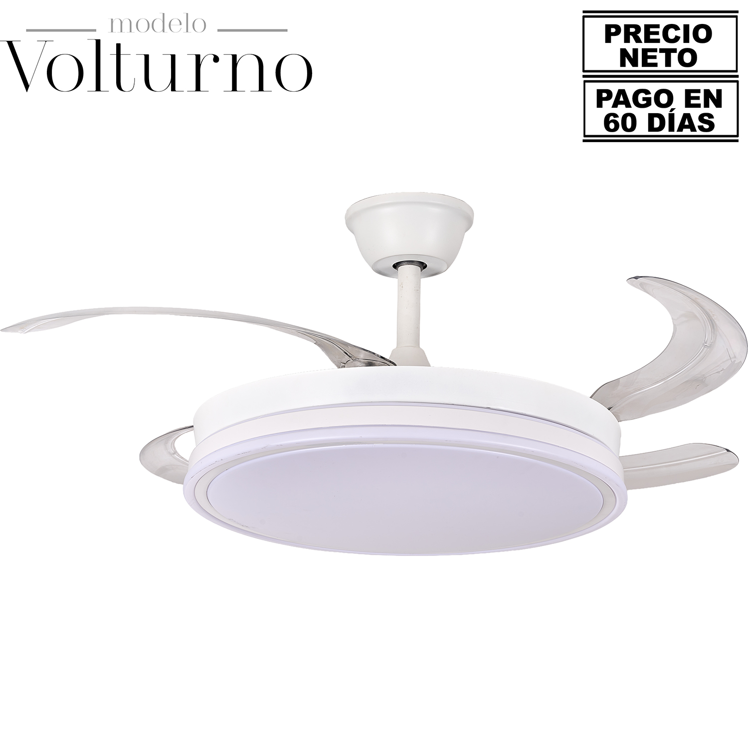 VENTILADOR TECHO C/LUZ VOLTURNUERO 3 ASPAS RETRÁCTILES