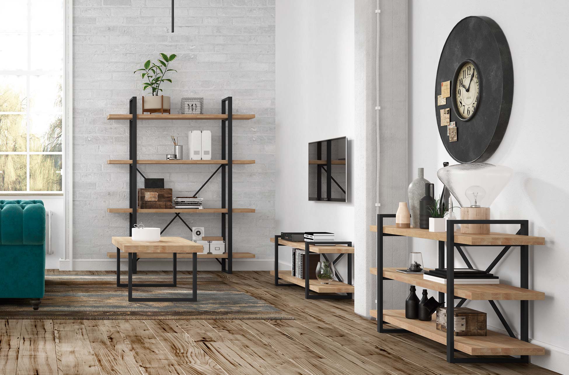 ESTANTERIA ALTA PLANK ROBLE NORDISH / NEGRO. - Imagen 5