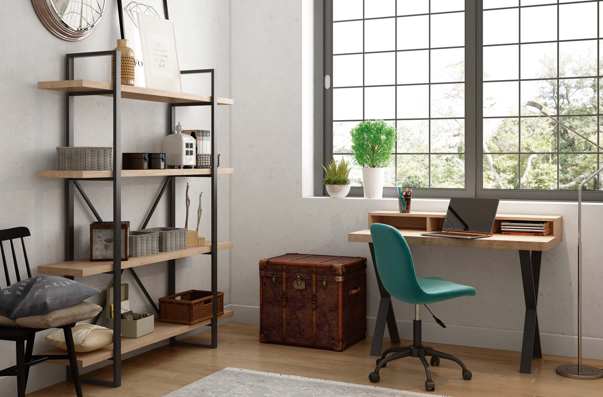 ESTANTERIA ALTA PLANK ROBLE NORDISH / NEGRO. - Imagen 6