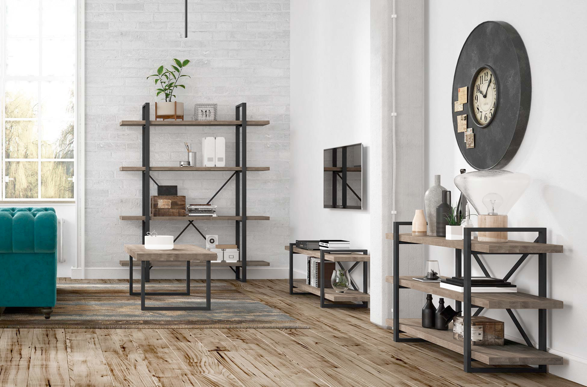 ESTANTERIA ALTA PLANK ROBLE AMERICAN / NEGRO. - Imagen 4