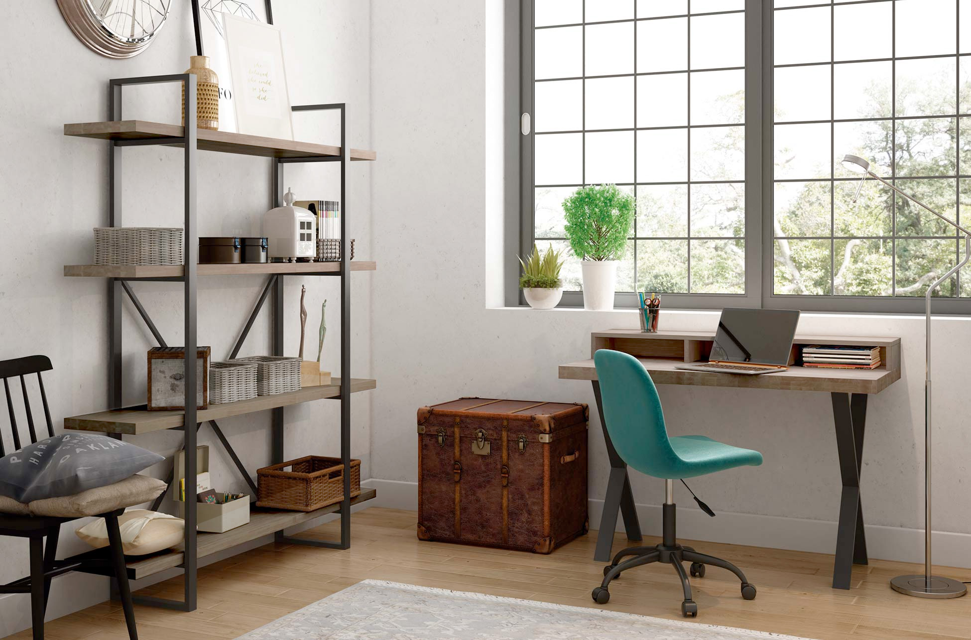 ESTANTERIA ALTA PLANK ROBLE AMERICAN / NEGRO. - Imagen 5