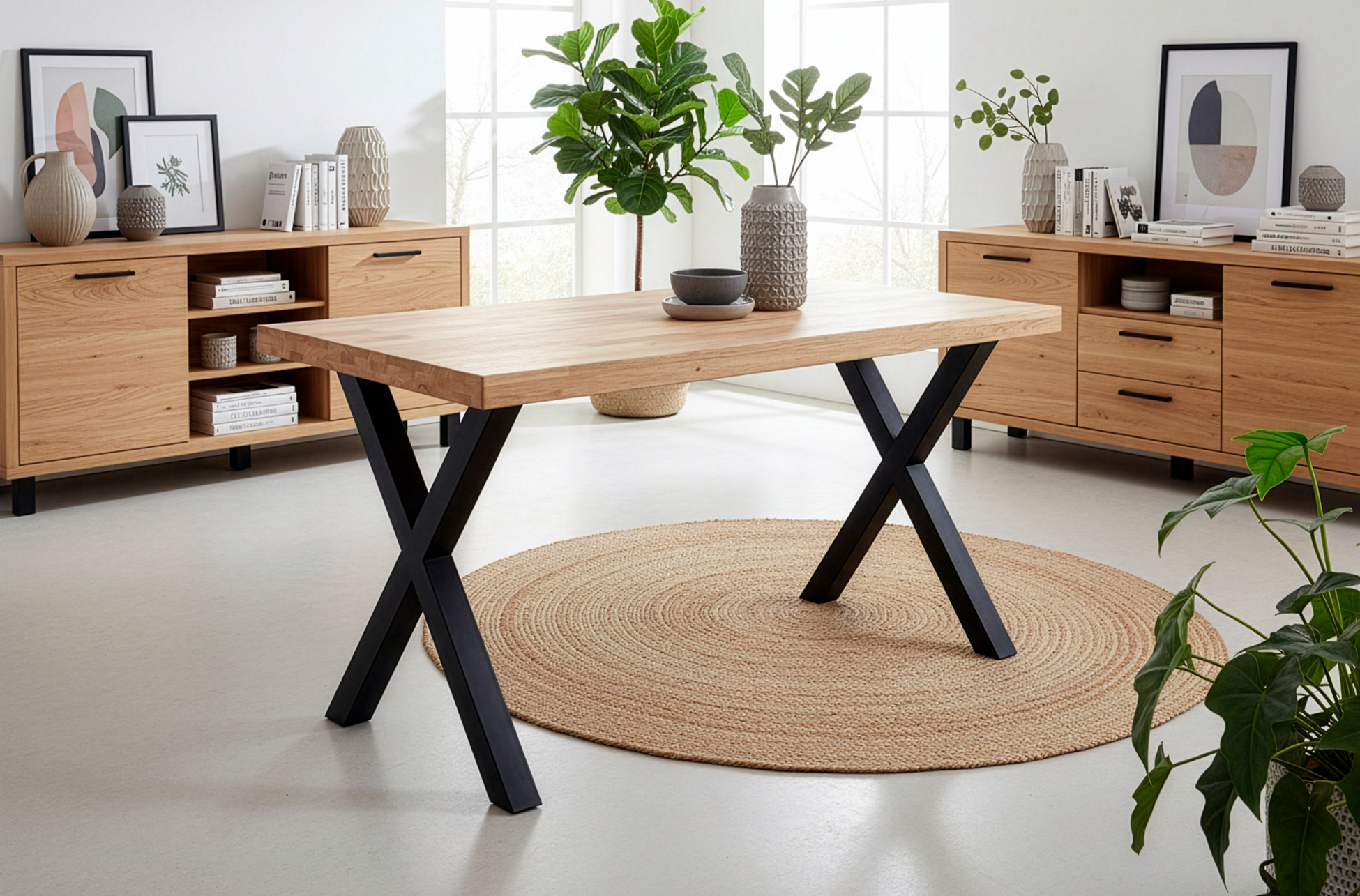 MESA COMEDOR FIJA X-LOFT 140 x 80 CM ROBLE / NEGRO