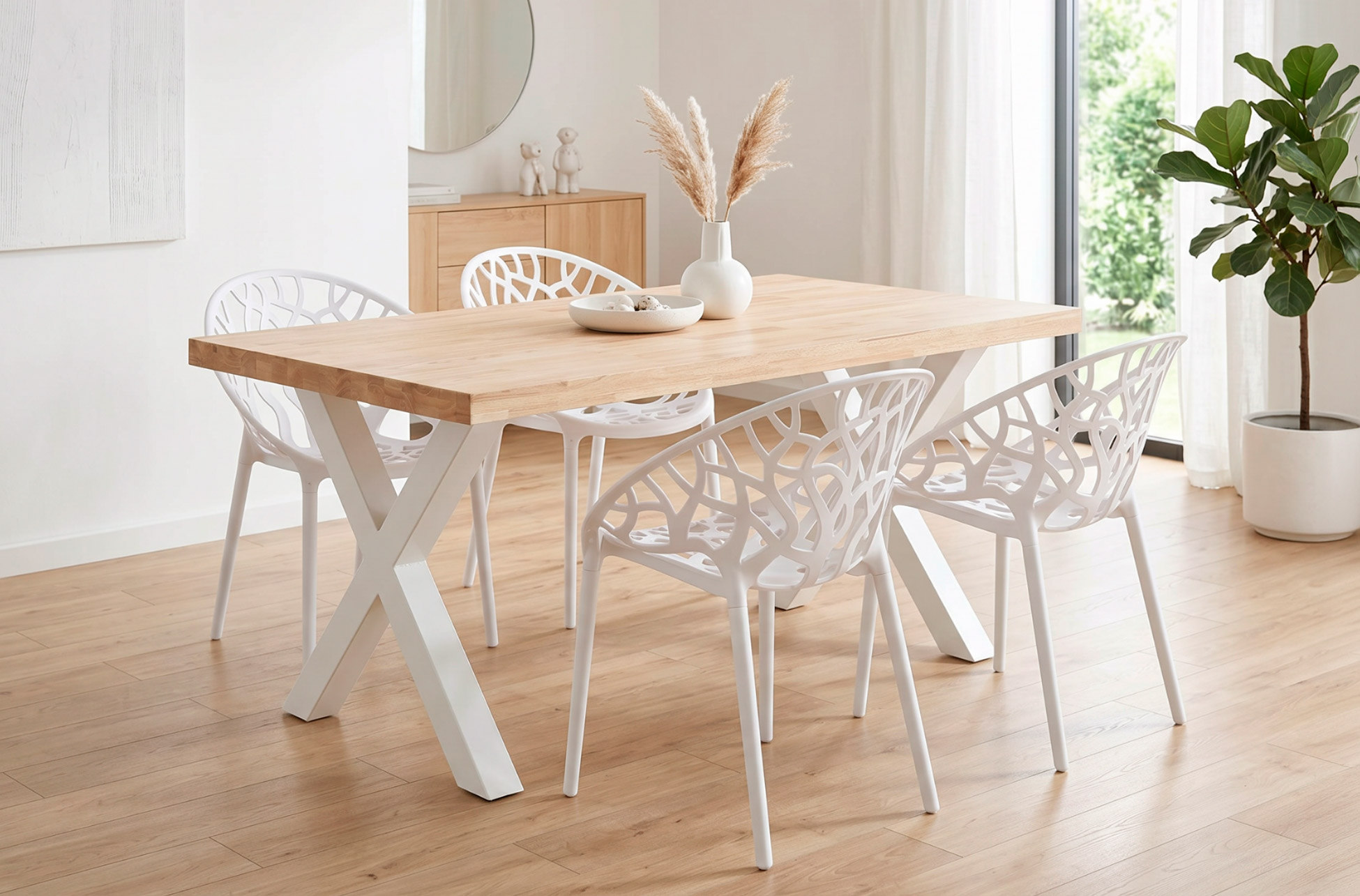 MESA COMEDOR FIJA X-LOFT 160 x 90 CM ROBLE NORDISH / BLANCO.