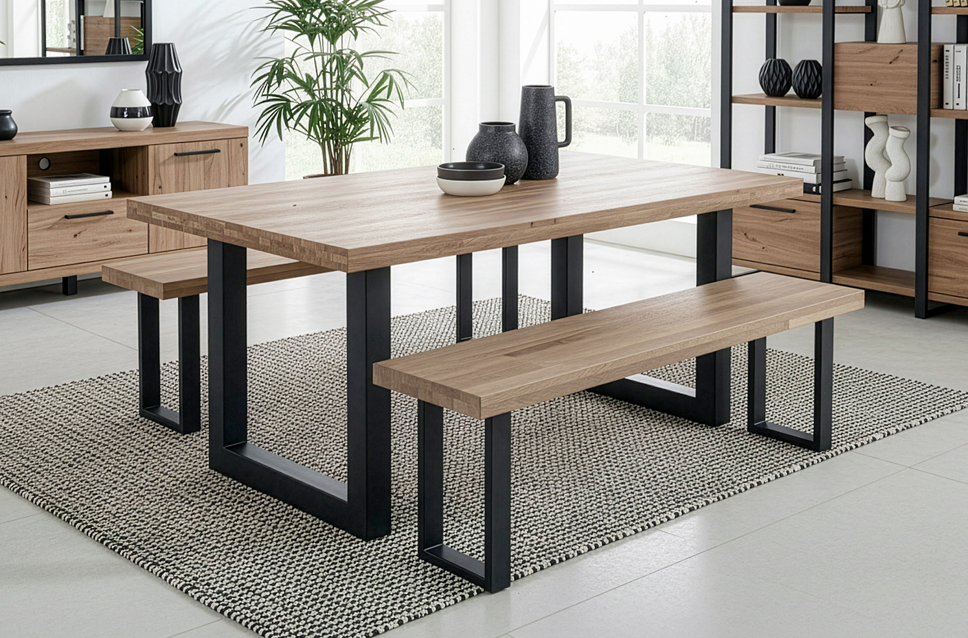BANCO ASIENTO LOFT ROBLE HONEY / NEGRO.